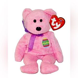 TY Beanie Baby ~ Eggs The Pink Easter Bear ~ 2000  Retired